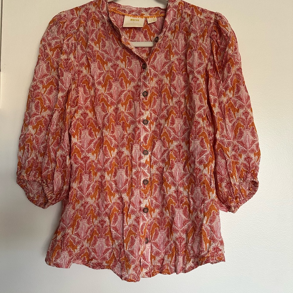 Maeve Red and Orange Floral Blouse